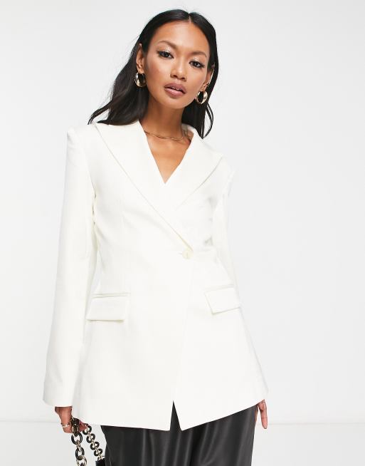 White fitted blazer sale