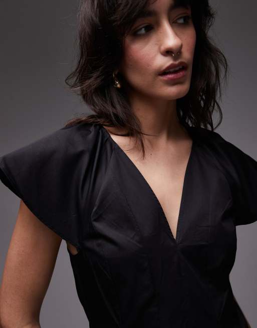 & Other Stories fitted corset mini dress in black