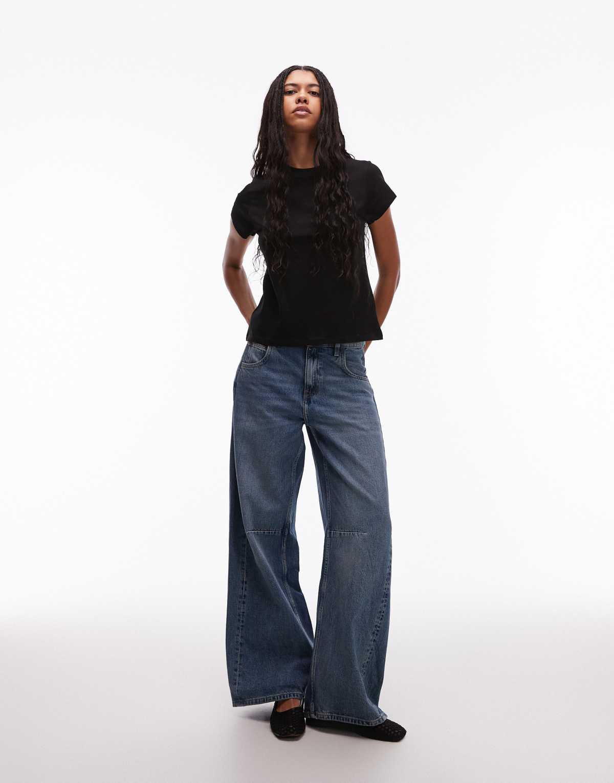& Other Stories fitted jersey top with raglan sleeves in black