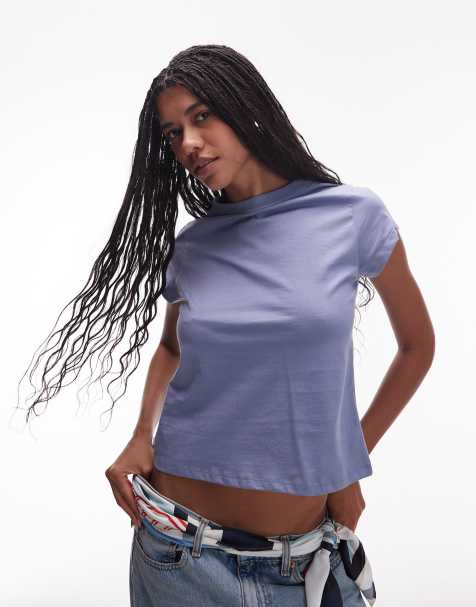 & Other Stories fitted jersey top with raglan sleeves in blue - view 1