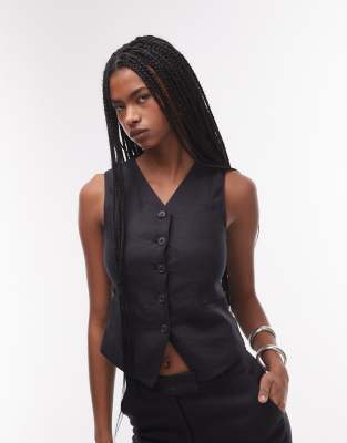 & Other Stories Fitted Linen Vest In Black