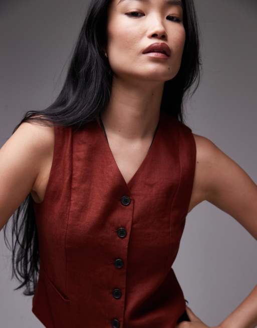 & Other Stories fitted linen vest in rust red | ASOS