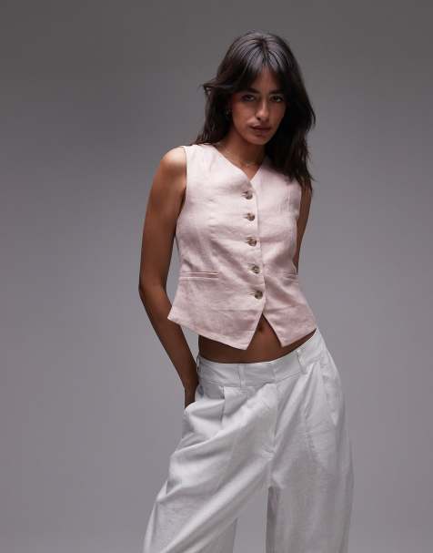& Other Stories fitted linen waistcoat in pink - view 1