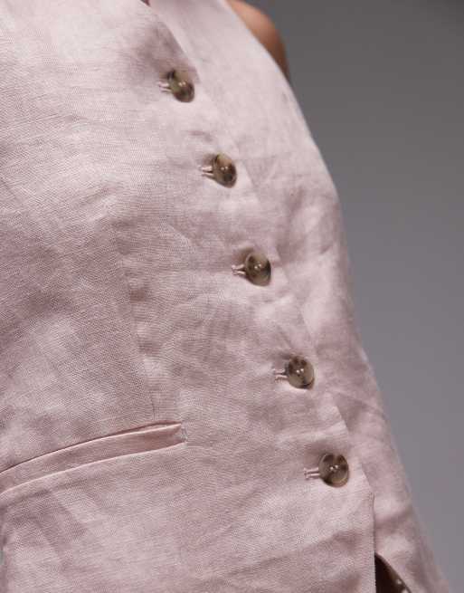 & Other Stories fitted linen waistcoat in pink, 4 of 4
