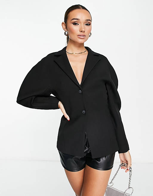 & Other Stories fitted scuba feel blazer in black