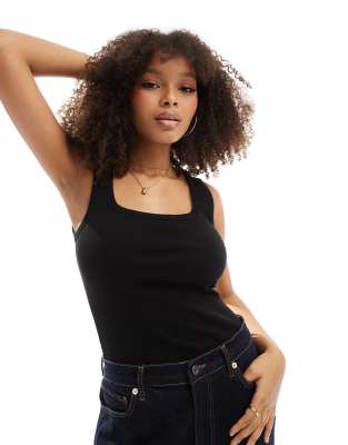 & other stories fitted tank top in black