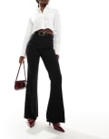 [Other Stories] & Other Stories flare leg stretch tailored pants with extend tab waistband in black-Green 32 black