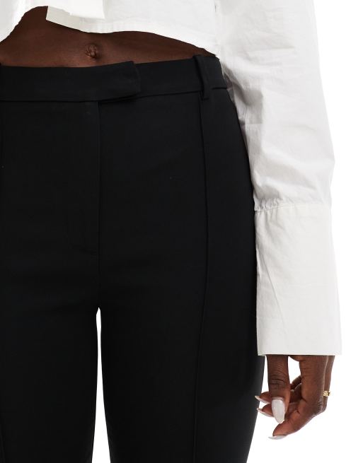& Other Stories flare leg stretch tailored trousers with extend tab waistband in black, 5 of 5