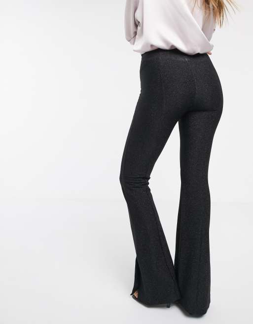  Other Stories flared glitter pants in black