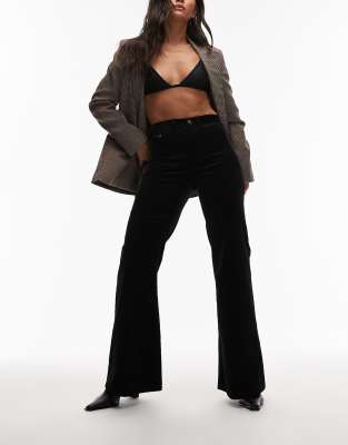 & Other Stories & Other Stories flared stretchy corduroy trousers in black