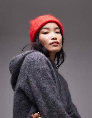 & Other Stories - Flauschige Beanie aus hochwertiger Mohair- und Wollmischung in Rot