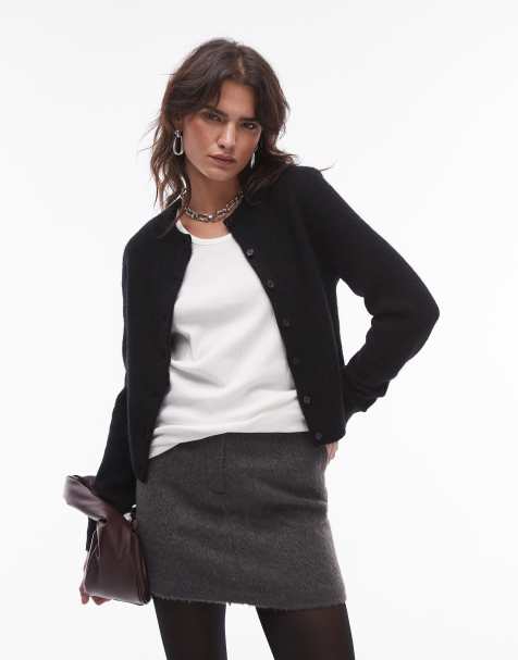 & Other Stories – Flauschige Strickjacke aus Alpaka- und Wollmix in Schwarz mit Knopfleiste - view 1