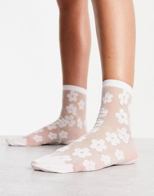 & Other Stories Flavia socks in white flower print