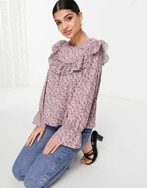 & Other Stories – Flerfärgad blommig blus med volang, 2 av 4