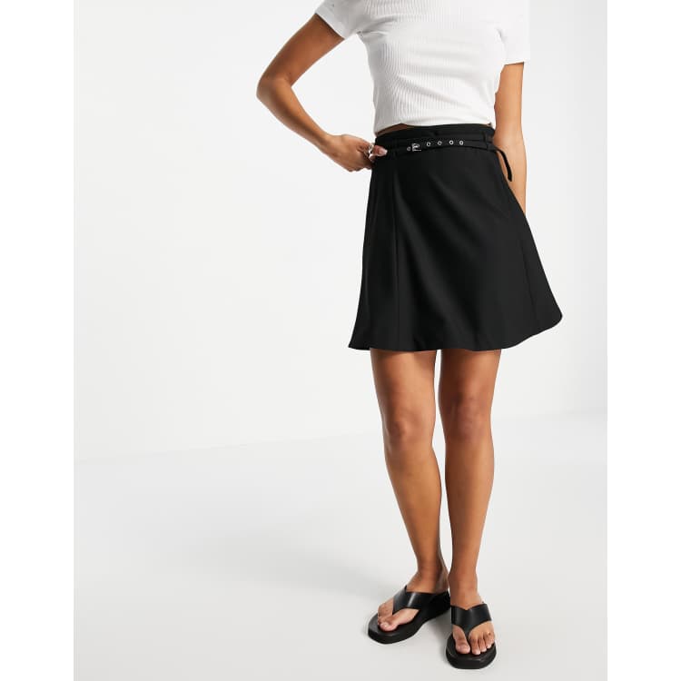 Belted Mini Skirt in Black - Get great deals at JustFab