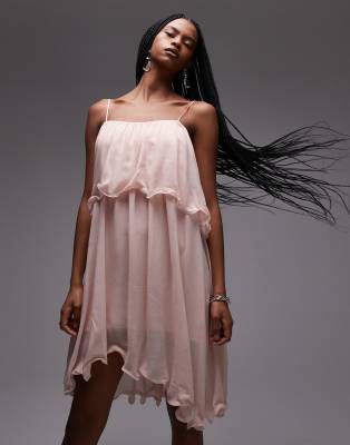 & Other Stories Floaty Chiffon Strappy Mini Dress With Asymmetric Hem