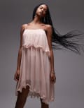 [Other Stories] & Other Stories floaty chiffon strappy mini dress with asymmetric hem in pink 42 PINK