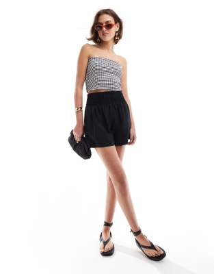 & Other Stories floaty shorts with ruched basque in black