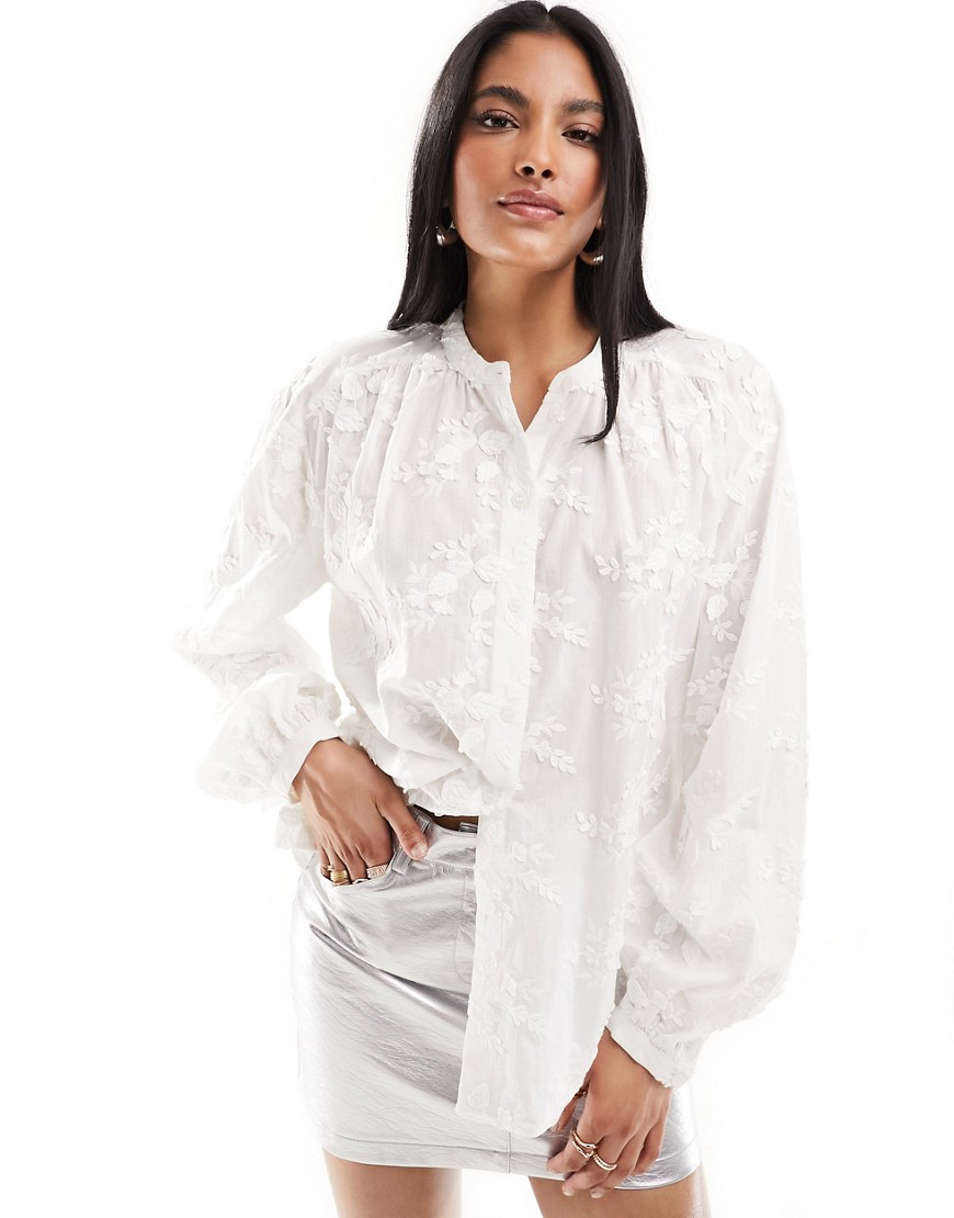 & Other Stories floral embroidered blouse in white