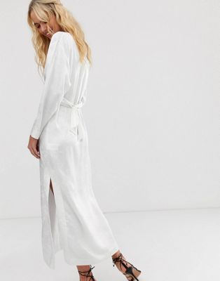 & other stories floral jacquard maxi dress in white