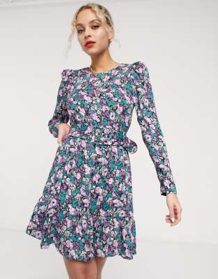 belted floral dress