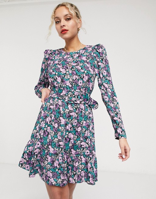 & Other Stories floral print belted mini dress in multi