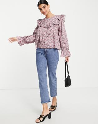 & Other Stories floral print blouse with frill detail in multi