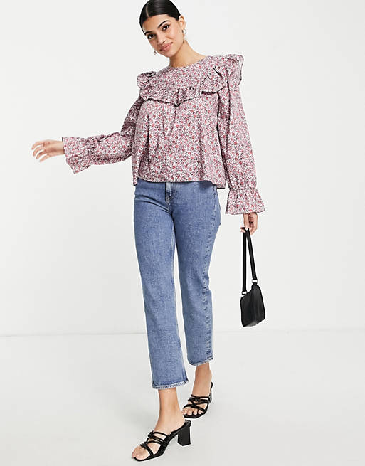 Women & Other Stories floral print blouse with frill detail in multi 