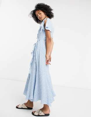white frill maxi dress