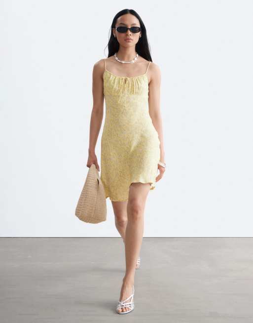 & Other Stories floral print mini dress in yellow, 3 of 3