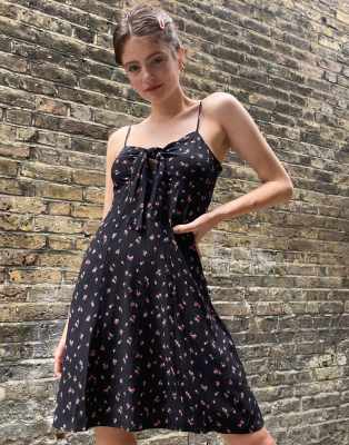 tie front dress black