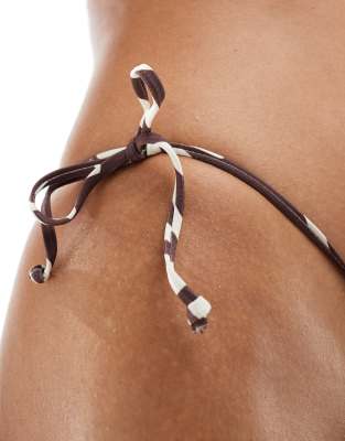 & Other Stories Floral Print Tie Waist Bikini Bottoms In Brown