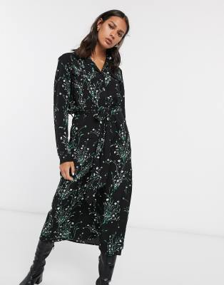black tie waist midi dress