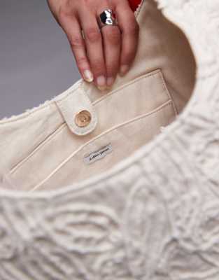 & Other Stories Flower Embossed Small Denim Tote