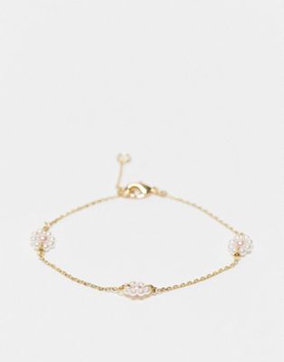 & Other Stories flower pearl bracelet in gold