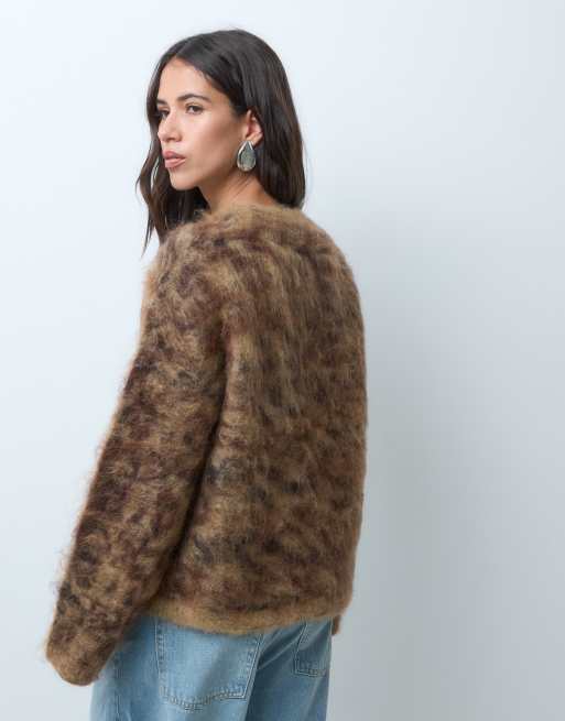 & Other Stories fluffy wool blend knitted jumper in abstract leo, 4 of 4