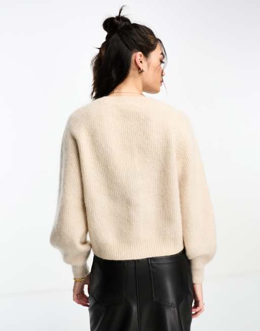  Other Stories wool and alpaca blend high neck cropped sweater in blush  pink