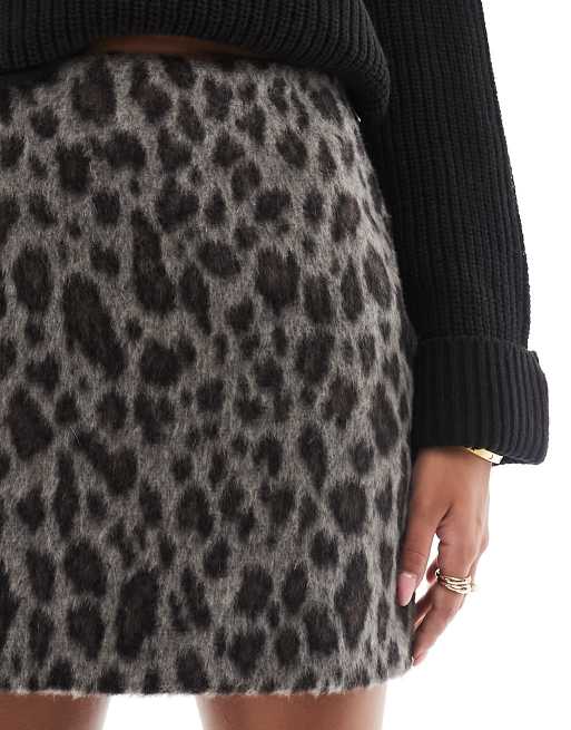 Leopard print 2025 wool mini skirt