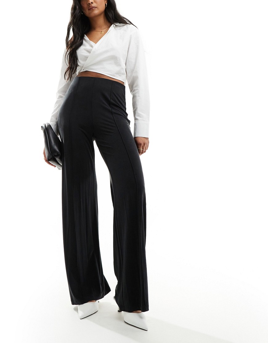 & Other Stories fluid flared trousers with pintuck detail in black