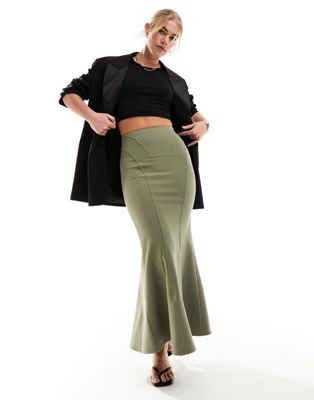 & Other Stories fluted maxi skirt in khaki