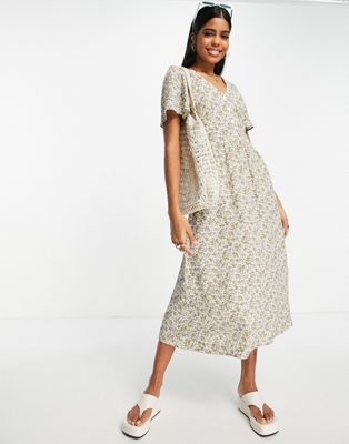 & Other Stories flutter sleeve midi dress in floral print