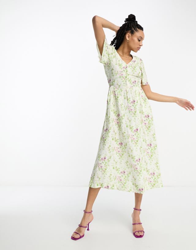 & Other Stories - flutter sleeve midi dress in multi floral