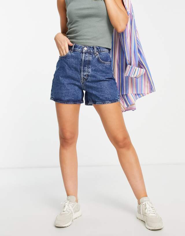 & Other Stories - forever cotton denim shorts in river blue - mblue