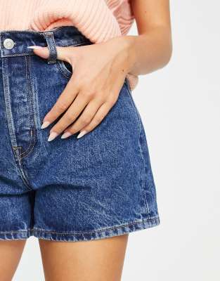 & Other Stories Forever cotton turn up denim shorts in river blue - MBLUE