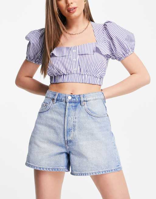 & Other Stories - Forever - Pantaloncini di jeans in cotone blu acqua - LBLUE
