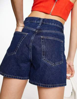 & Other Stories Forever raw denim shorts in dark blue