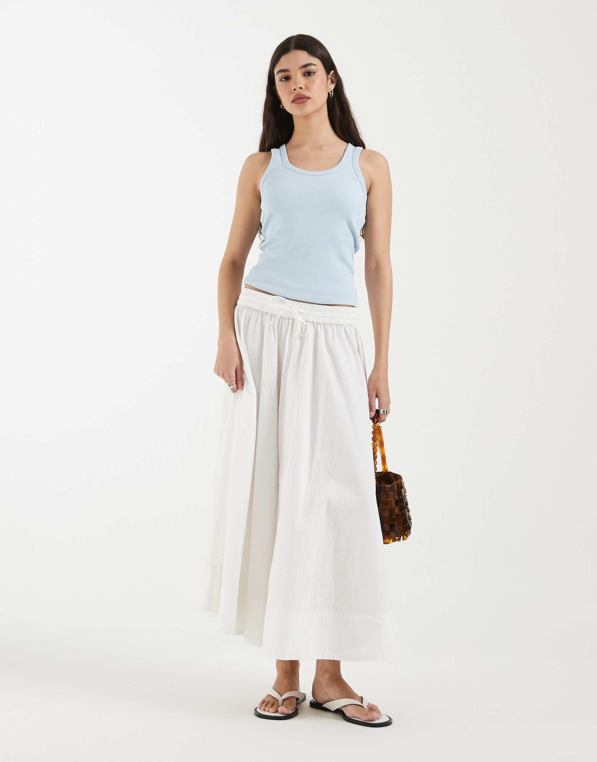 & other stories full circle maxi skirt in white