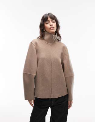 & Other Stories Funnel Neck Knit Bomber Jacket In Brown