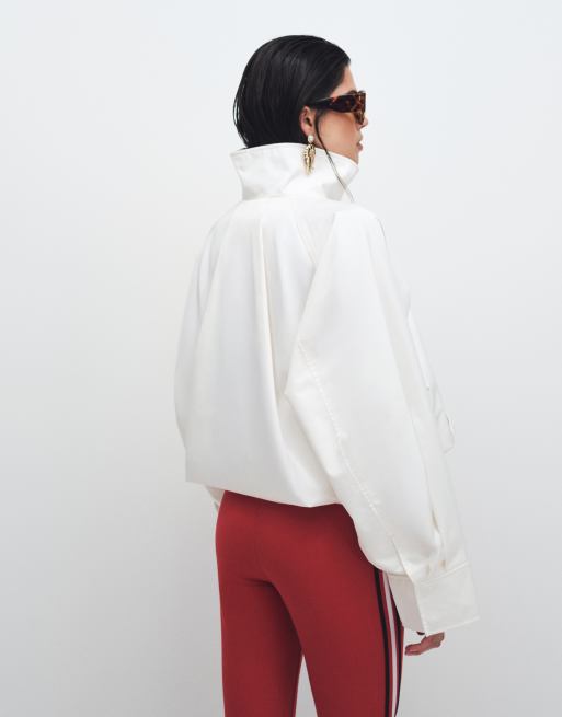 & Other Stories funnel neck short jacket in off white, 4 of 7
