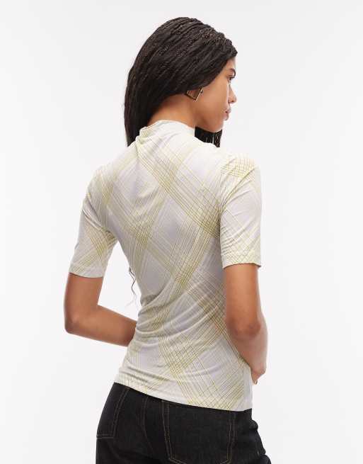 & Other Stories funnel neck top in grey grid check , 3 of 4
